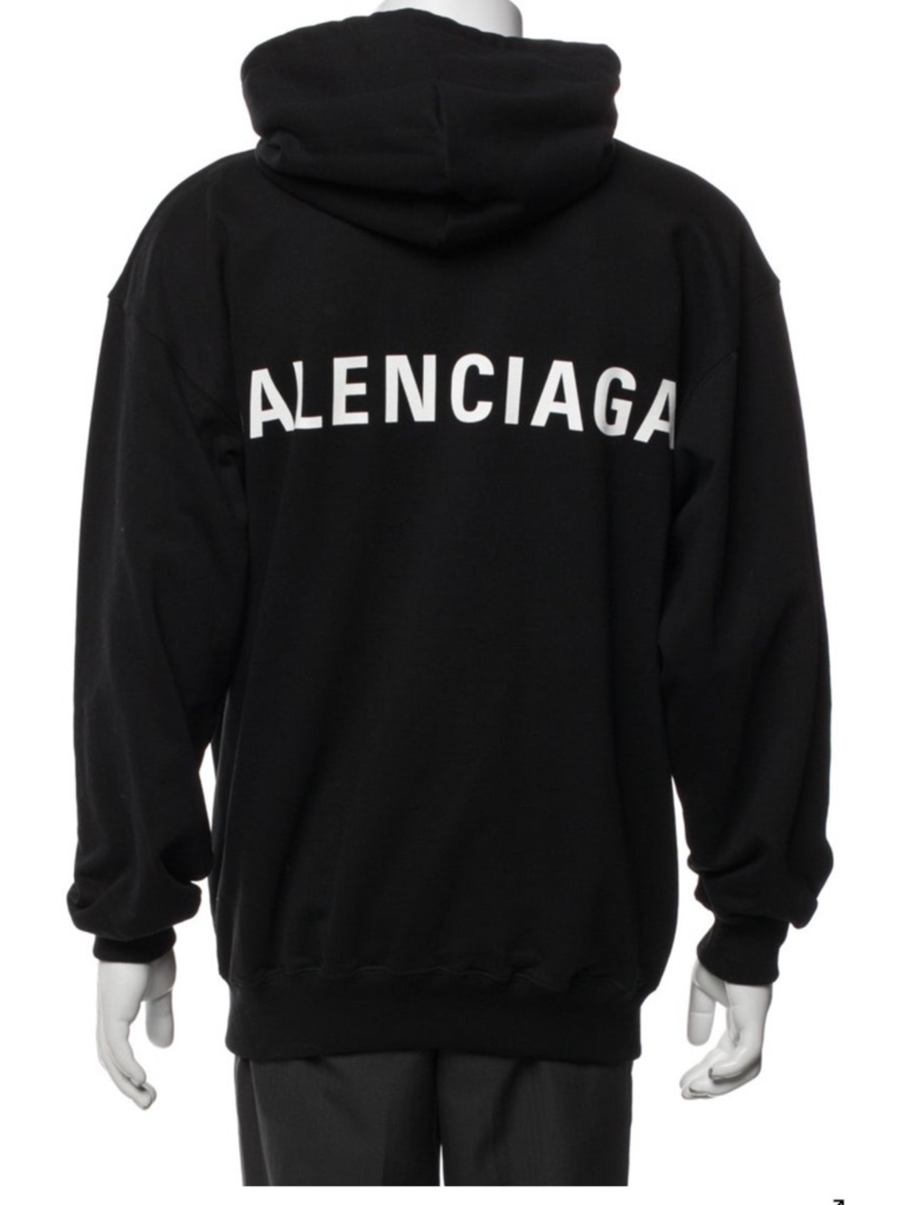 Balenciaga Black Hoodie with White Back Logo